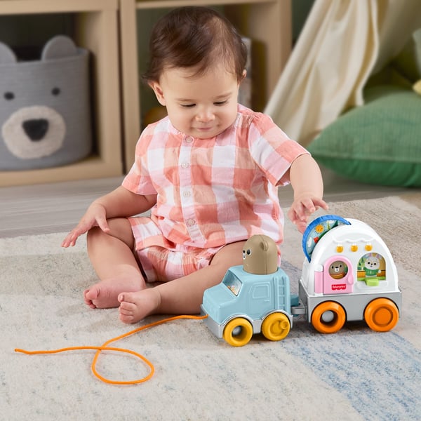 Fisher-Price Friendship Forest Pull-Along Camper -ajoneuvo, vauvojen ja pikkulasten puuhalelu