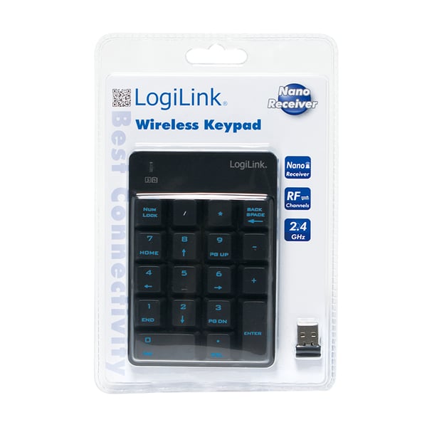 LogiLink ID0120 numerisk tastatur Universel RF trådløst Sort