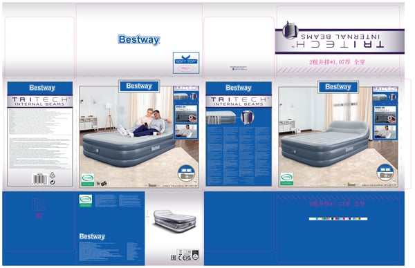 Bestway 67923 luftmadras Dobbelt madras Blå, Grå Unisex