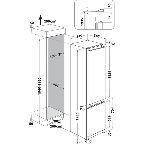Whirlpool WHKN 3283 B4E Indbygget 284 L Hvid