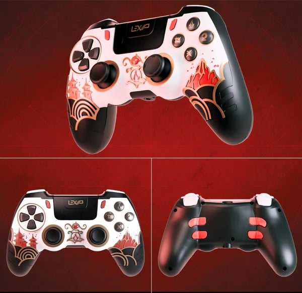 Lexip Assassin Svart, Guld, Röd, Vit Bluetooth/RF/USB Spelplatta Analog / Digital Android, Nintendo Switch, PC, PlayStation 4