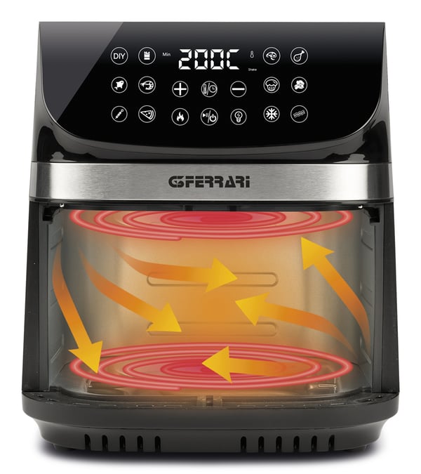G3 Ferrari G10215 fritös Single 9 l Fristående 2200 W Varmluftsfritös Svart, Rostfritt stål