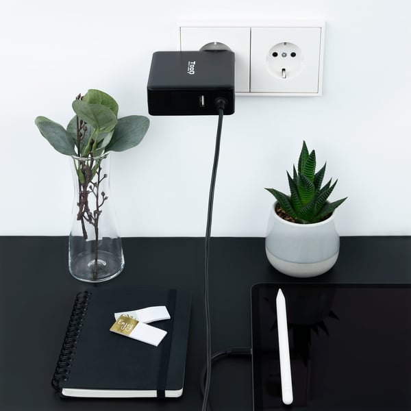 TooQ TQLC-USBC90PD strømadapter og vekselret Automatisk 90 W Sort