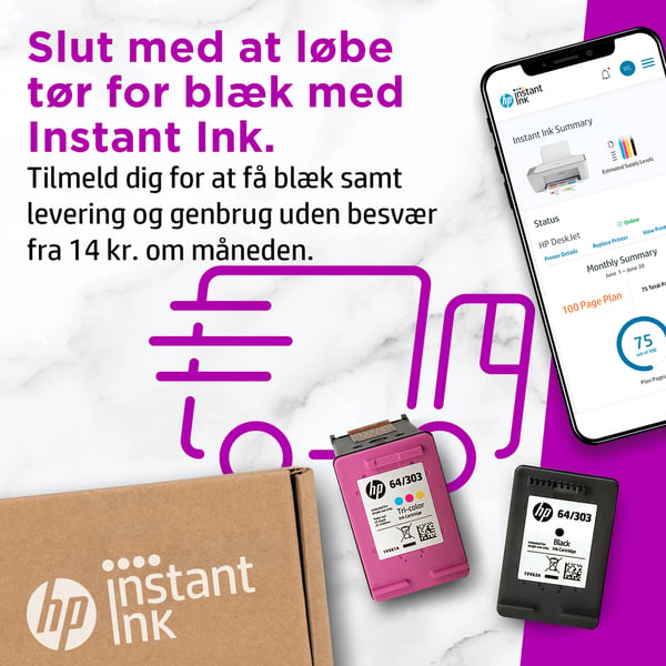 HP DeskJet 2720e Trådløst All-in-One Farve Printer, Instant Ink; Kopimaskine, scanner