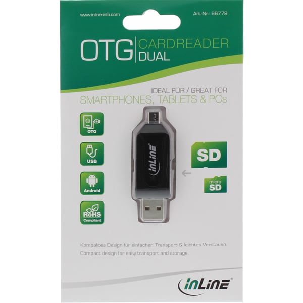 InLine 66779 kortläsare USB/Micro-USB Svart