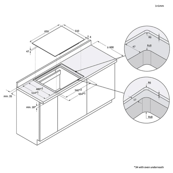 Haier HAIFB54CIRS Svart Inbyggd 65 cm Induktionshäll med zon 4 zone(s)