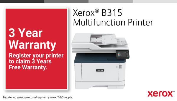 Xerox B315, A4, 40 ppm trådløs dupleks kopi/print/scan/fax PS3 PCL5e/6, 2 magasiner, i alt 350 ark