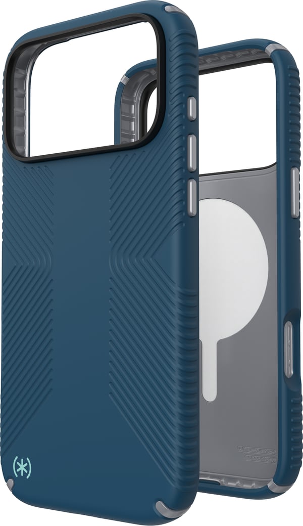 Speck Presidio2 Grip MagSafe - Fodral till iPhone 17 Pro Max (Deep Sea/Silver Metallic)