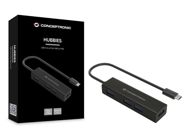 Conceptronic HUBBIES07B gränssnittshubbar USB 3.2 Gen 1 (3.1 Gen 1) Type-C 5000 Mbit/s Svart
