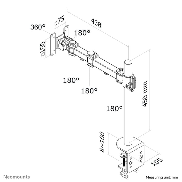 Neomounts FPMA-D960 monitorin kiinnike ja jalusta 76,2 cm (30") Vastaanotto Musta