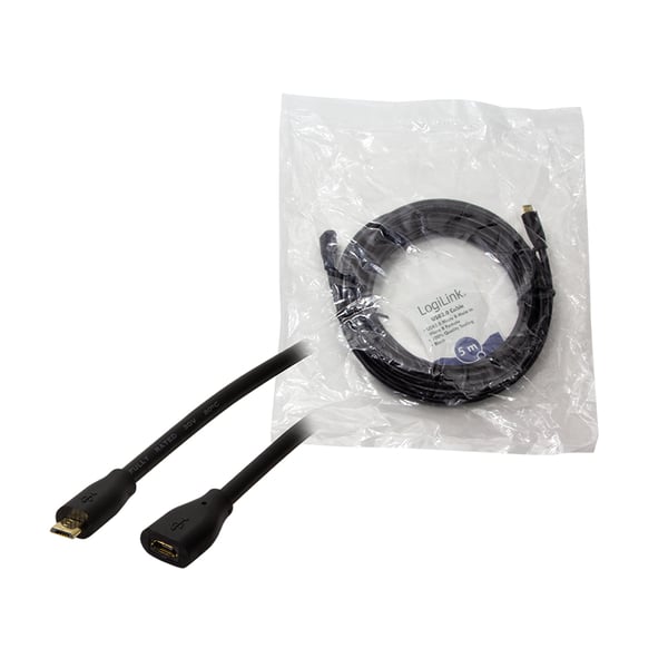 LogiLink CU0125 USB-kabel USB 2.0 5 m Micro-USB B 0,48 Gbit/sek. Sort