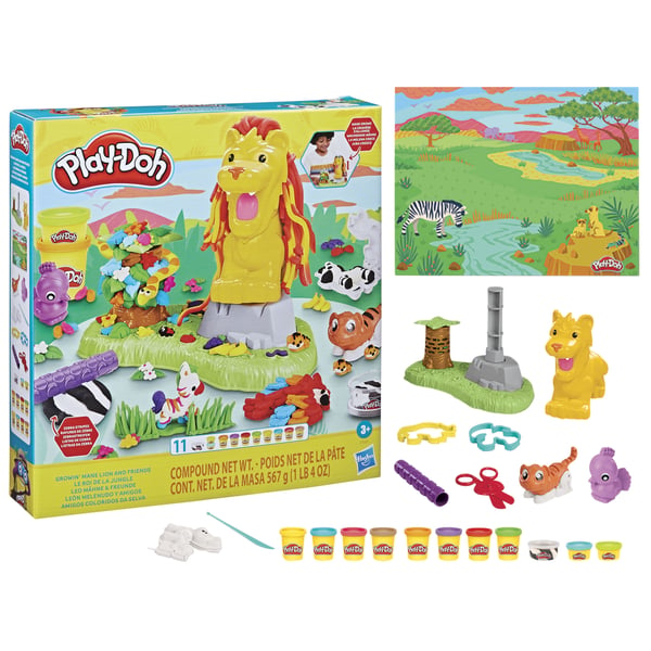 Play-Doh Growin Mane Lion & Friends Legesæt med modellervoks 567 g Flerfarvet