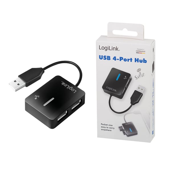 LogiLink UA0139 gränssnittshubbar USB 2.0 Type-A 480 Mbit/s Svart