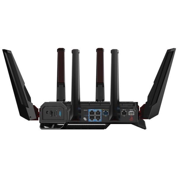 ASUS ROG Rapture GT-BN98 trådlös router 10 Gigabit Ethernet Quad-band (2.4 GHz / 5 GHz-1 / 5 GHz-2 / 6 GHz) Svart, Vit