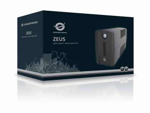Conceptronic ZEUS02E UPS-enhed Interaktivt indgangsstik 0,85 kVA 480 W 4 AC stikkontakt(er)