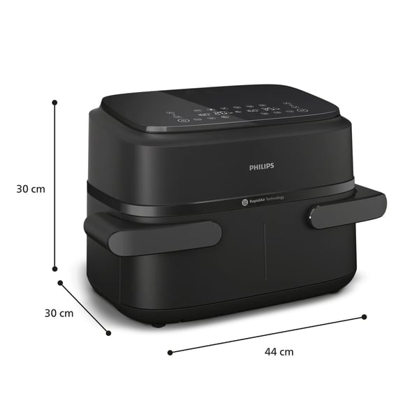 Philips 1000 series NA154/00 rasvakeitin Kaksois 7,1 L Erillinen 2450 W Kuumakiertoilmakypsennin Musta