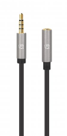 Manhattan 356022 audiokaapeli 1 m 3.5mm Musta, Hopea