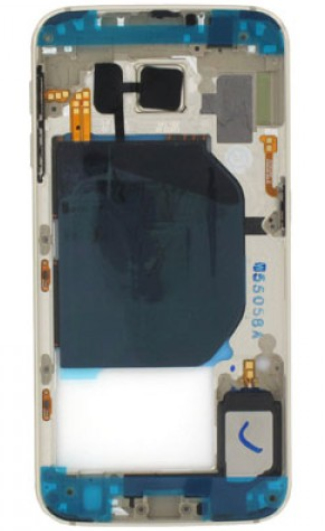 Original reservdel mittskydd / hölje + kameraglas för Samsung SM-G920F Galaxy S6 guld (GH96-08583C)