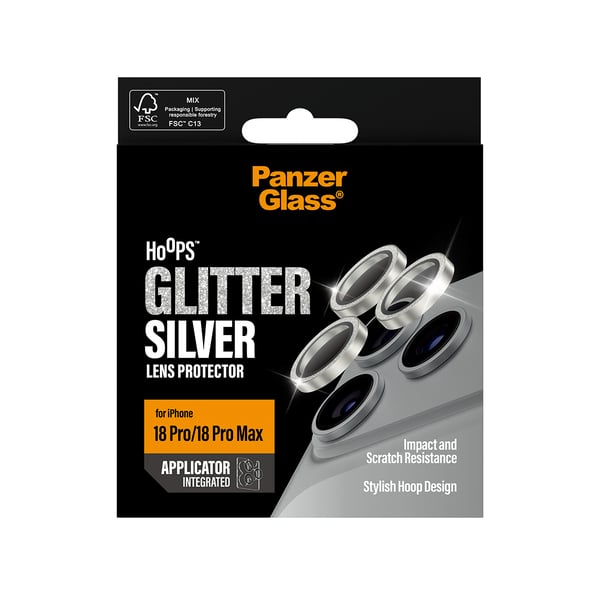 PanzerGlass ® Hoops® Kameralinsebeskytter Glitter Sølv iPhone 18 Pro | 18 Pro Max