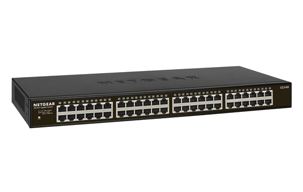 NETGEAR GS348 Hallitsematon Gigabit Ethernet (10/100/1000) 1U Musta
