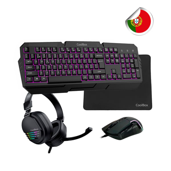 CoolBox COO-KTRAA-15PT tangentbord Mus inkluderad Spela USB Portugisisk Svart