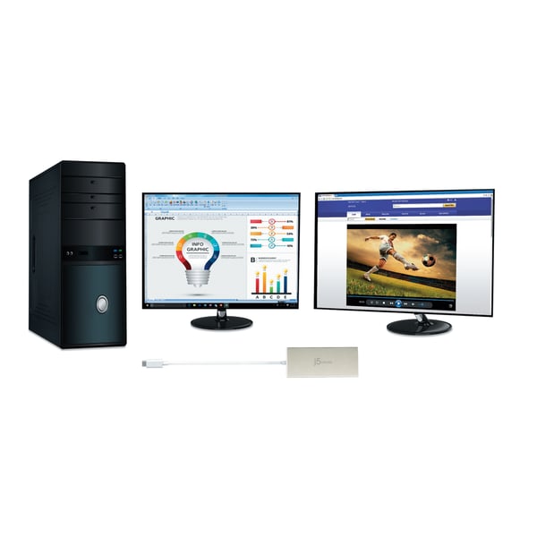j5create JCD381-N USB Type-C™ dubbel HDMI mini dockningsstation-Ethernet/ USB 3.1 HUB / PD2.0