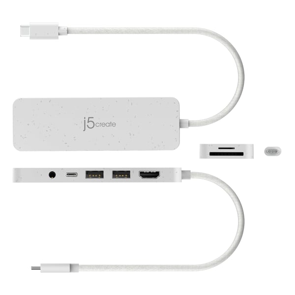 j5create JCD373EW-N Ympäristöystävällinen USB-C®-moniporttikeskitin, jossa virransyöttö