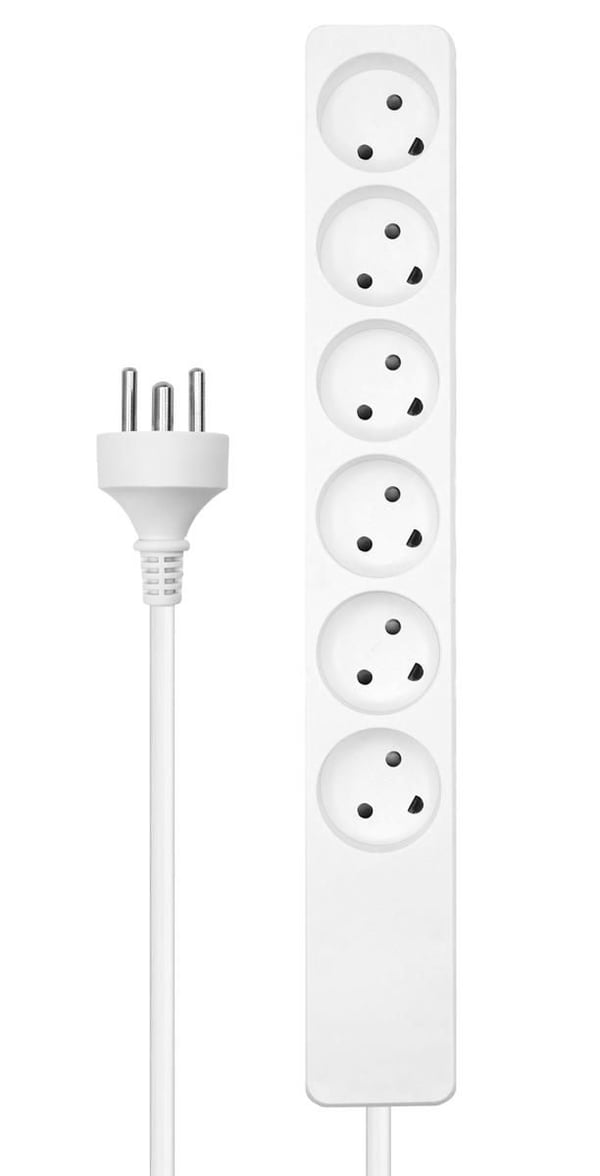 Microconnect MC-GRU0601DKW stikdåse 1 m 6 AC stikkontakt(er) Hvid
