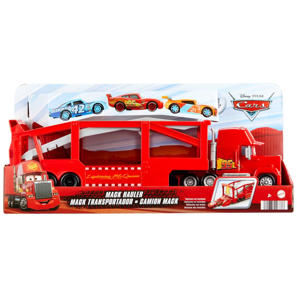 Disney Pixar Cars Långtradaren Mack från Disney och Pixars Bilar med ramp, 33 cm förvaring för 12 bilar
