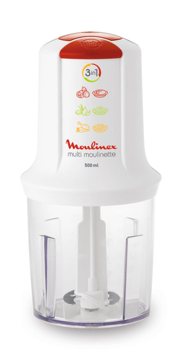 Moulinex ClickChef AT710110 elektrisk minihackare 0,5 l 500 W Röd, Transparent, Vit