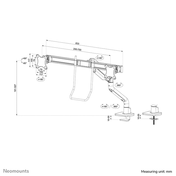 Neomounts DS75S-950BL2 skærmbeslag og -stativer 81,3 cm (32") Skrivebord Sort