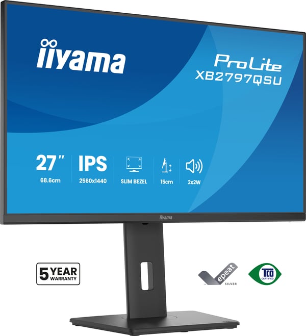 iiyama ProLite XB2797QSU-B1 platta pc-skärmar 68,6 cm (27") 2560 x 1440 pixlar Quad HD LED Svart