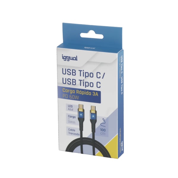 iggual IGG320426 USB-kabel USB 2.0 1 m USB C 60 W Sort