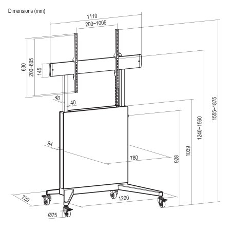 Manhattan 462730 tv-beslag 2,54 m (100") Sort, Hvid