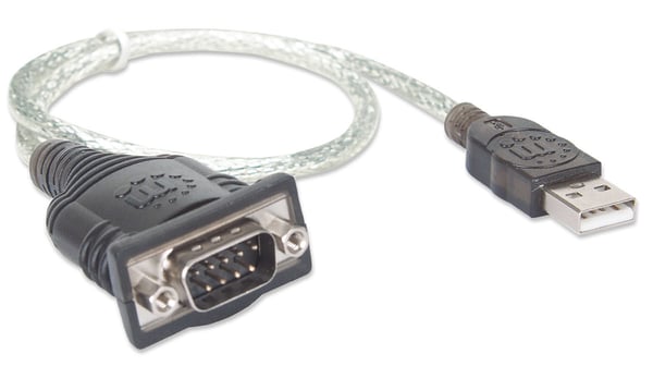 Manhattan 205146 seriella kablar Svart, Transparent 0,45 m USB Type-A D-Sub (DB-9)