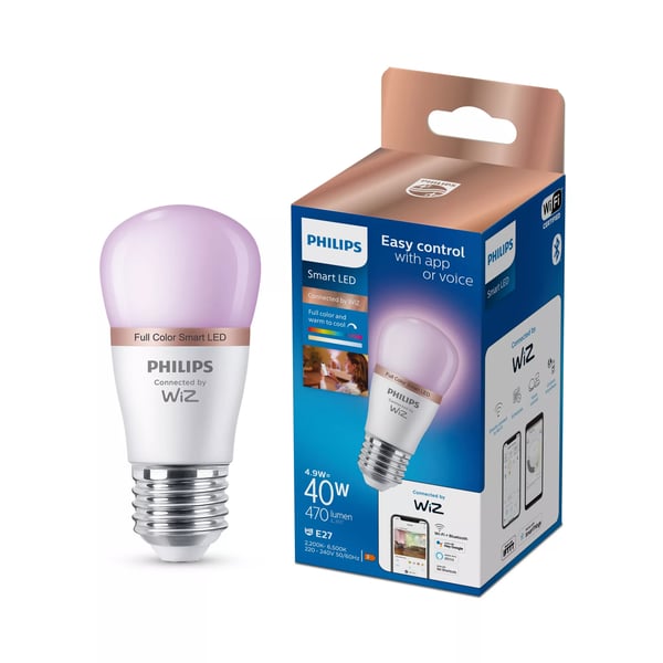 Philips RGB LED -älylamppu P45, E27-kanta, 470 lm