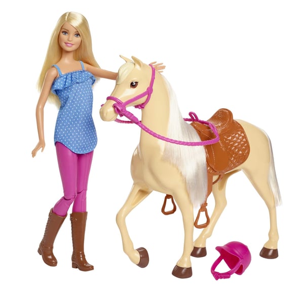 Barbie Lyshåret -dukke og hest