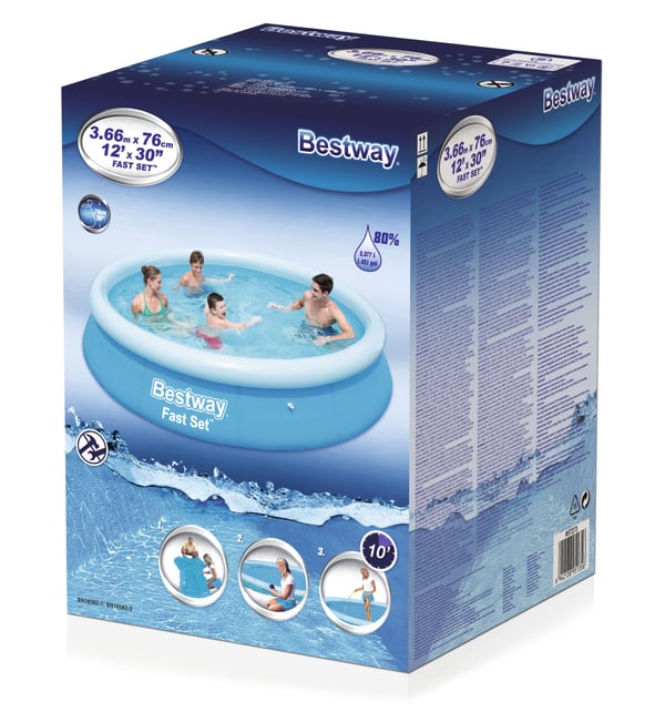 Bestway Fast Set 57273 swimmingpool til over jorden Oppustelig pool Rund 5377 L Blå