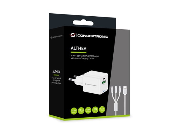 Conceptronic ALTHEA16W mobiililaitteen laturi Universaali Valkoinen AC Pikalataus Sisätila