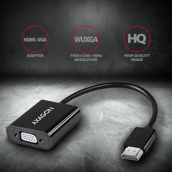 Axagon RVH-VGAN videokabeladapter 0,15 m HDMI Typ A (standard) VGA (D-Sub) Svart