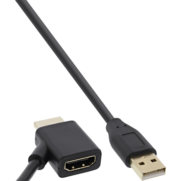 InLine 17600I videokabel adapter 0,5 m HDMI USB-A Sort