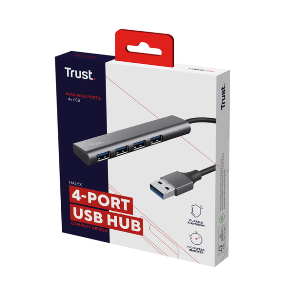 Trust Halyx USB 3.2 Gen 1 (3.1 Gen 1) Type-A 5 Mbit/s Svart, Grå