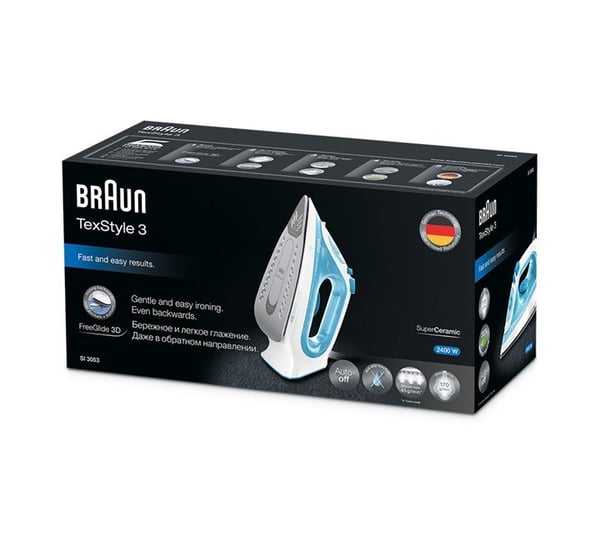 Braun TexStyle 3 Steam Iron SI 3053 Blue Keramisk stryksula 2400 W Blå