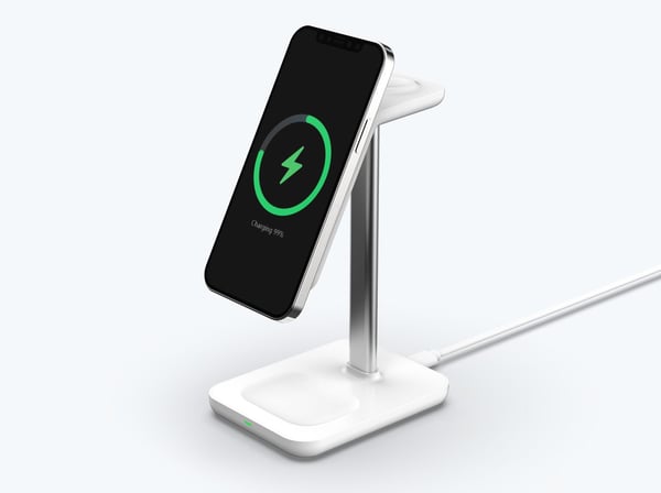 eSTUFF ES638310 oplader til mobil enhed Smartphone Aluminium Vekselstrøm Trådløs opladning Hurtig opladning Indendørs