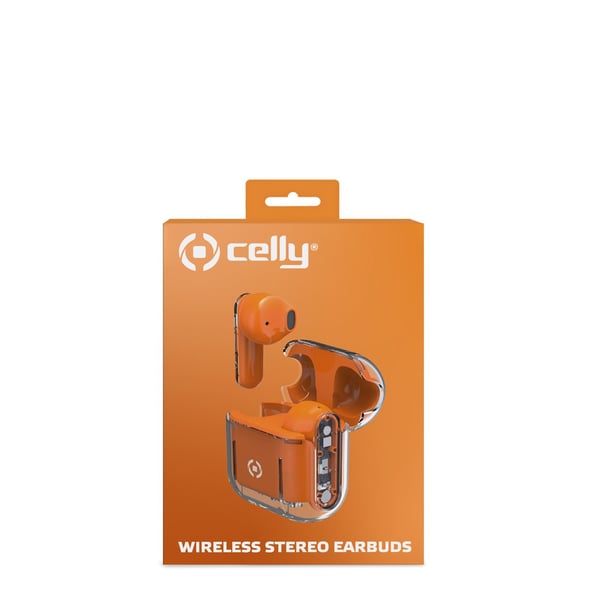 Celly SHEER Headset True Wireless Stereo (TWS) I öra Samtal/musik Orange, Transparent
