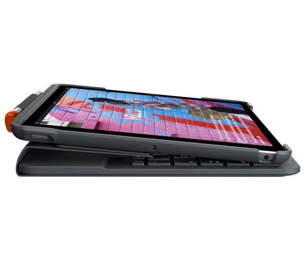 Logitech Slim Folio - Tastatur og folio-cover - trådløs - Bluetooth - QWERTZ - Schweizisk - Grafit -