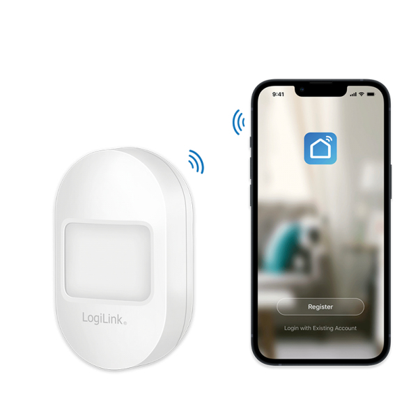 LogiLink SH0113 bevægelsessensor Passiv infrarød (PIR) sensor Trådløs Væg Hvid