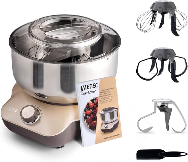 Imetec Cake Lover Stativmixer 1500 W Beige, Brun, Rostfritt stål