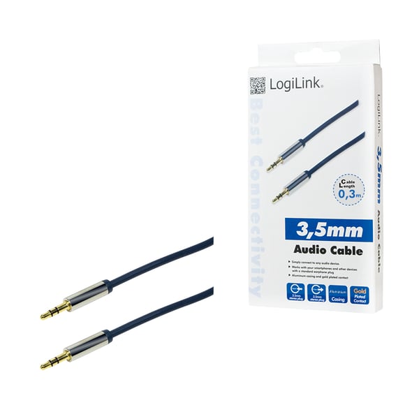 LogiLink 3.5mm - 3.5mm 0.3m audiokaapeli 0,3 m Sininen