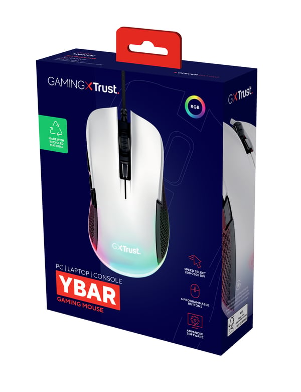Trust GXT 922 Ybar hiiri Pelaaminen Oikeakätinen USB A-tyyppi Optinen 7200 DPI